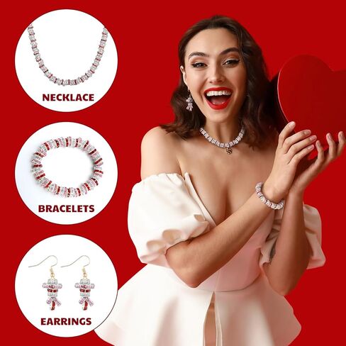 Ferreve 600 Pcs Valentine's Day Spacer Beads for Jewelry Making 8mm Rhinestone Spacer Beads for Beaded Pens Red Pink White Crystal Bead Spacers for DIY Holiday Bracelet Necklace Gifts Crafts in Kuwait