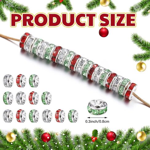 Ferreve 600 Pcs Valentine's Day Spacer Beads for Jewelry Making 8mm Rhinestone Spacer Beads for Beaded Pens Red Pink White Crystal Bead Spacers for DIY Holiday Bracelet Necklace Gifts Crafts in Kuwait