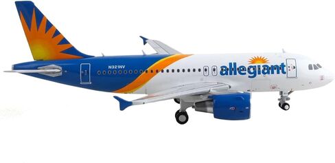 طائرة تجارية من GeminiJets Airbus A319 Allegiant Air أبيض وأزرق مع رسومات 1/400 نموذج طائرة مصبوبة in Kuwait