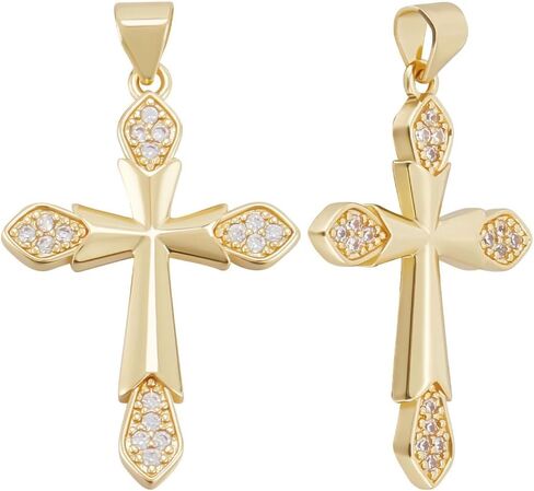 Beebeecraft 1 Box Cubic Zirconia Cross Charms Gold Plated Religious Crucifix Charms for Jewelry Making Necklace Bracelet DIY Crafts in Saudi Arabia