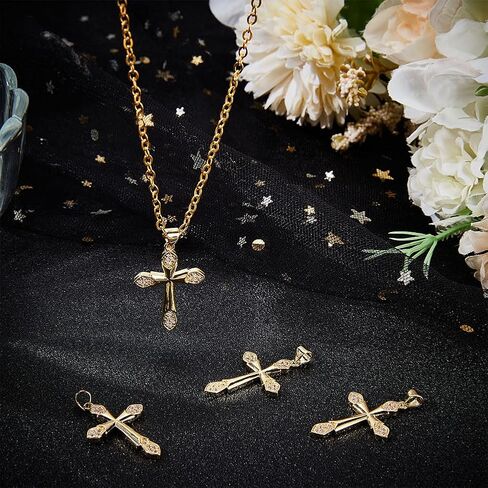 Beebeecraft 1 Box Cubic Zirconia Cross Charms Gold Plated Religious Crucifix Charms for Jewelry Making Necklace Bracelet DIY Crafts in Saudi Arabia