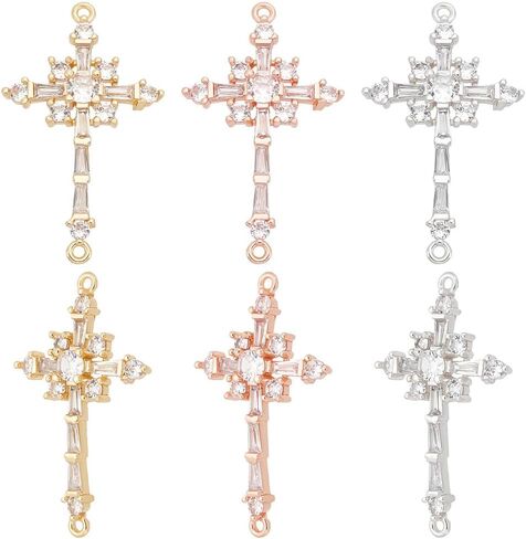Beebeecraft 1 Box Cubic Zirconia Cross Charms Gold Plated Religious Crucifix Charms for Jewelry Making Necklace Bracelet DIY Crafts in Saudi Arabia