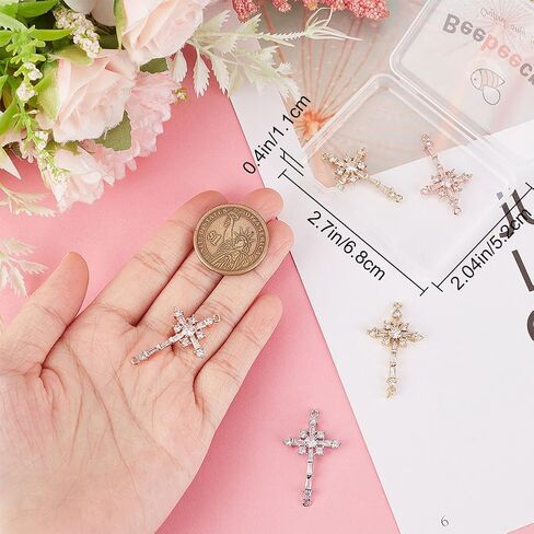 Beebeecraft 1 Box Cubic Zirconia Cross Charms Gold Plated Religious Crucifix Charms for Jewelry Making Necklace Bracelet DIY Crafts in Saudi Arabia