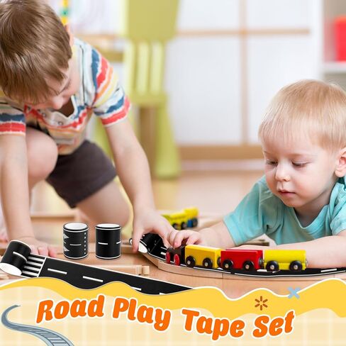 10 Rolls 16.4 Feet Road Tape Black Road Tapes for Kids Toy Car Track Racing Party Decoration, 2 Styles All 164 ft in Saudi Arabia