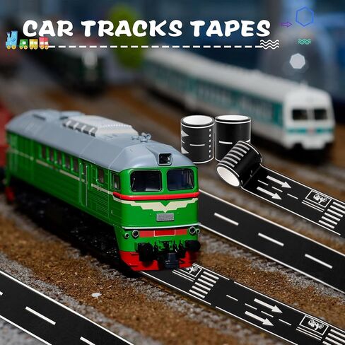 10 Rolls 16.4 Feet Road Tape Black Road Tapes for Kids Toy Car Track Racing Party Decoration, 2 Styles All 164 ft in Saudi Arabia