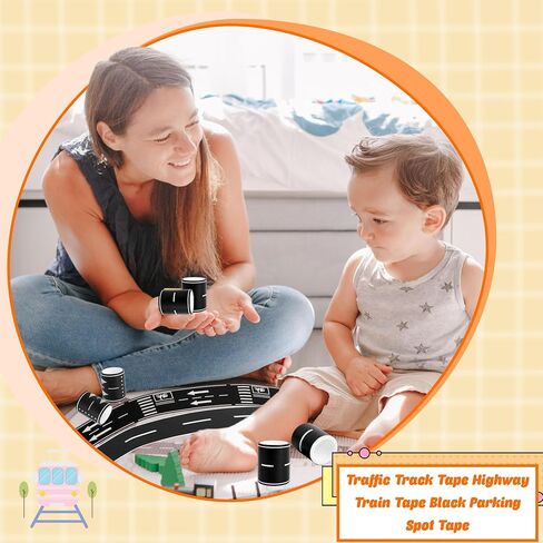 10 Rolls 16.4 Feet Road Tape Black Road Tapes for Kids Toy Car Track Racing Party Decoration, 2 Styles All 164 ft in Saudi Arabia