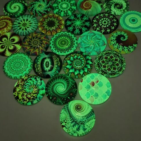 100PCS 25 mm Glow in The Dark Glass Cabochons Printed Glass Dome Cabochons for Crafts Jewellery Making DIY in Saudi Arabia