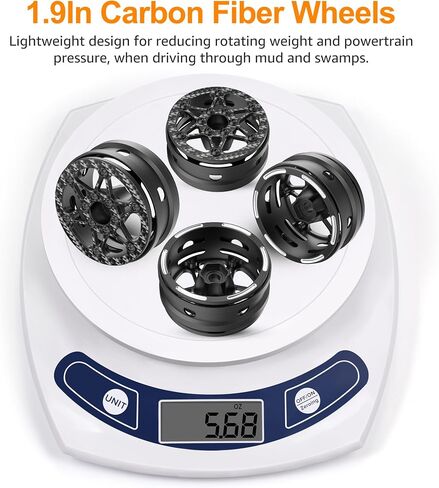 أجزاء ترقية عجلات RC من ألياف الكربون مقاس 1.9 بوصة من COOWOO لشاحنات RC 1/10 (مجموعة من 4) - آلة CNC دقيقة لتعزيز الأداء والمتانة in Saudi Arabia