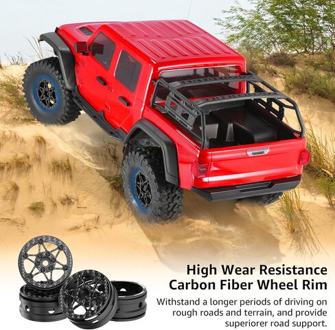 أجزاء ترقية عجلات RC من ألياف الكربون مقاس 1.9 بوصة من COOWOO لشاحنات RC 1/10 (مجموعة من 4) - آلة CNC دقيقة لتعزيز الأداء والمتانة in Saudi Arabia