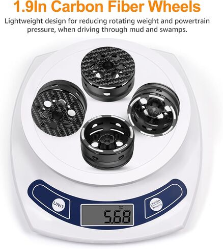 أجزاء ترقية عجلات RC من ألياف الكربون مقاس 1.9 بوصة من COOWOO لشاحنات RC 1/10 (مجموعة من 4) - آلة CNC دقيقة لتعزيز الأداء والمتانة in Saudi Arabia