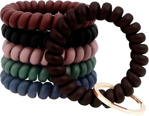 BIHRTC 6pcs Wristband Keychain Wrist Key Chain Spiral Coil Wrist Keychains Plastic Bracelet Spring Flexible Spiral Wrist Coil Key Holder Key Ring for Sauna Gym Pool ID Badge and Outdoor Sports in Saudi Arabia