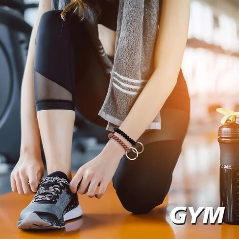 BIHRTC 6pcs Wristband Keychain Wrist Key Chain Spiral Coil Wrist Keychains Plastic Bracelet Spring Flexible Spiral Wrist Coil Key Holder Key Ring for Sauna Gym Pool ID Badge and Outdoor Sports in Saudi Arabia