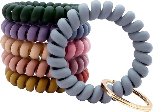 BIHRTC 6pcs Wristband Keychain Wrist Key Chain Spiral Coil Wrist Keychains Plastic Bracelet Spring Flexible Spiral Wrist Coil Key Holder Key Ring for Sauna Gym Pool ID Badge and Outdoor Sports in Saudi Arabia