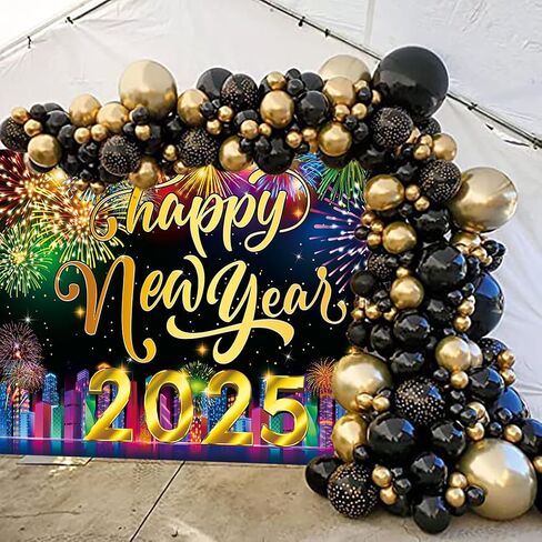 2025 Happy New Year Backdrop 7x5FT Neon City Fireworks Eve Party Background Christmas Holiday New Year Party Decoration Supplies Photo Props in Saudi Arabia