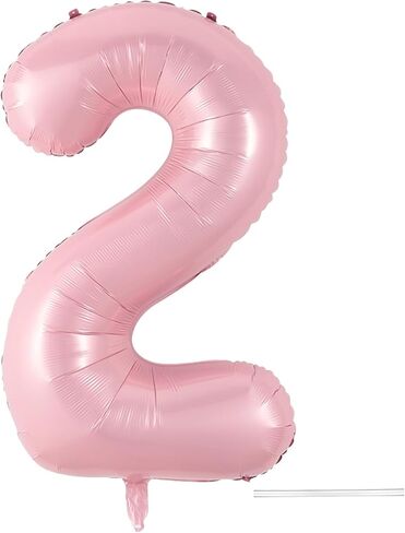 Light Pink 2 Balloon, 40 Inch Large Pastel Pink Foil Helium Number Balloons 0-9 for Girls Women, Jumbo Giant Self Inflating Mylar Pearl Pink Number 2 Balloon for 2nd Princess Birthday Party Decoration in Saudi Arabia