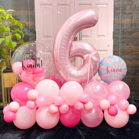Light Pink 2 Balloon, 40 Inch Large Pastel Pink Foil Helium Number Balloons 0-9 for Girls Women, Jumbo Giant Self Inflating Mylar Pearl Pink Number 2 Balloon for 2nd Princess Birthday Party Decoration in Saudi Arabia