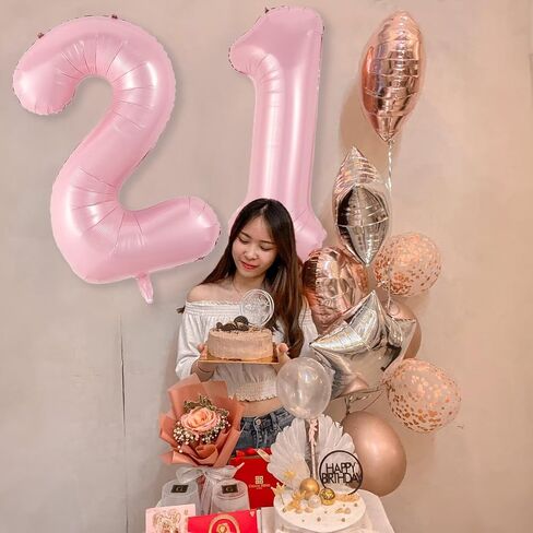 Light Pink 2 Balloon, 40 Inch Large Pastel Pink Foil Helium Number Balloons 0-9 for Girls Women, Jumbo Giant Self Inflating Mylar Pearl Pink Number 2 Balloon for 2nd Princess Birthday Party Decoration in Saudi Arabia