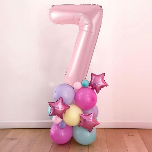 Light Pink 2 Balloon, 40 Inch Large Pastel Pink Foil Helium Number Balloons 0-9 for Girls Women, Jumbo Giant Self Inflating Mylar Pearl Pink Number 2 Balloon for 2nd Princess Birthday Party Decoration in Saudi Arabia