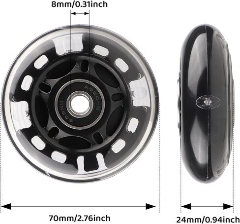 Inline Skate Wheels Light Up 85A Indoor Outdoor Replacement Wheels with ABEC-7 Bearings for Kids & Adult Youth Inline Skates, Pack of 8 (Pink, 80mm) in Kuwait