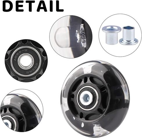 Inline Skate Wheels Light Up 85A Indoor Outdoor Replacement Wheels with ABEC-7 Bearings for Kids & Adult Youth Inline Skates, Pack of 8 (Pink, 80mm) in Kuwait