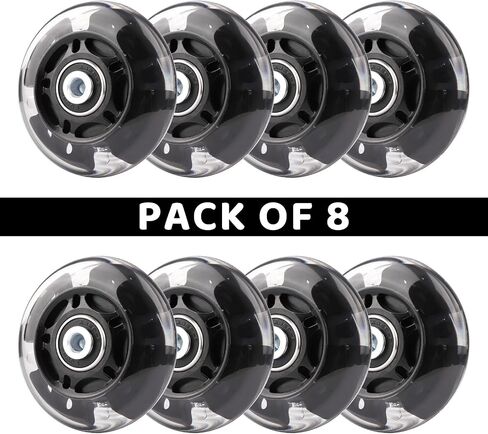 Inline Skate Wheels Light Up 85A Indoor Outdoor Replacement Wheels with ABEC-7 Bearings for Kids & Adult Youth Inline Skates, Pack of 8 (Pink, 80mm) in Kuwait