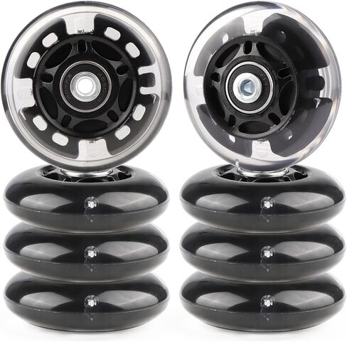 Inline Skate Wheels Light Up 85A Indoor Outdoor Replacement Wheels with ABEC-7 Bearings for Kids & Adult Youth Inline Skates, Pack of 8 (Pink, 80mm) in Kuwait