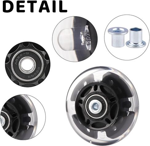 Inline Skate Wheels Light Up 85A Indoor Outdoor Replacement Wheels with ABEC-7 Bearings for Kids & Adult Youth Inline Skates, Pack of 8 (Pink, 80mm) in Kuwait