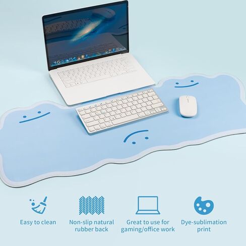 لوحة ماوس Ditto Trio - بساط كمبيوتر محمول للوحة المفاتيح Kawaii للألعاب، بساط مكتب بقاعدة مطاطية كبيرة غير قابلة للانزلاق لحماية لوحة المفاتيح والماوس (لامع Ditto Trio) in Kuwait