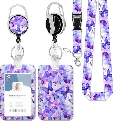 Cute Dog ID Badge Holder with Lanyard and Retractable Badge Reel Clip,Keychain Name Badge Clip for Teacher Women Student Nurse in Kuwait