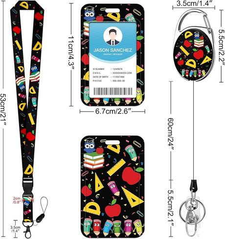 Soleebee ID Badge Holder with Breakaway Lanyard, Pencils Ruler Books Retractable Badge Reel with Belt Clip Keychain Vertical ID Card Holder for Nurse Doctor Teacher Student in Saudi Arabia