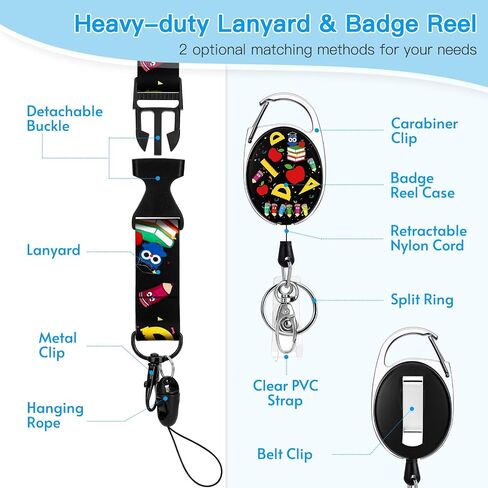 Soleebee ID Badge Holder with Breakaway Lanyard, Pencils Ruler Books Retractable Badge Reel with Belt Clip Keychain Vertical ID Card Holder for Nurse Doctor Teacher Student in Saudi Arabia
