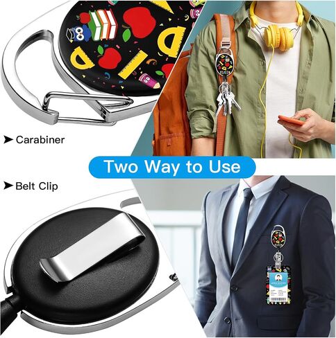 Soleebee ID Badge Holder with Breakaway Lanyard, Pencils Ruler Books Retractable Badge Reel with Belt Clip Keychain Vertical ID Card Holder for Nurse Doctor Teacher Student in Saudi Arabia
