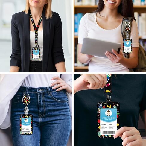Soleebee ID Badge Holder with Breakaway Lanyard, Pencils Ruler Books Retractable Badge Reel with Belt Clip Keychain Vertical ID Card Holder for Nurse Doctor Teacher Student in Saudi Arabia