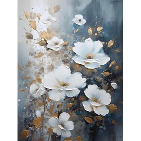 UPABLUNSO Flowers Diamond Painting Kits, Simple Flower Diamond Art Kits for Adults, Diamond Art Painting Full Round Drill for Bedroom Decor Wall Decor 12x16 inch