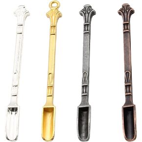 Litoexpe 4 Pieces Mini Shovel Spoon, Tiny Shovel Spoon, Miniature Spoons for Necklace DIY Craft Keychain Jewelry Making