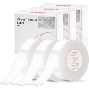 NIIMBOT Label Tape of Model D11 D110 D101 Printer, (3 Rolls, 0.59"×1.96"/15×50mm) Adapted Label Printing Paper, Office & Home Labeling Tape Replacement (White)