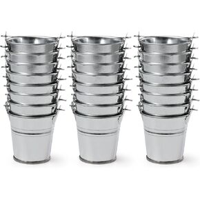 3.1Inch Galvanized Mini Tin Buckets – 12Pcs Colored Small Metal Buckets with Handle Best for Party Favors, Bridal Shower and Craft Projects （ Multi-Colored