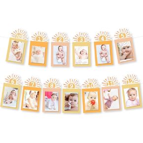 Sunshine Girl 12 Month Photo Banner First Trip Decor Around The Sun Boho One 1st Birthday Decoration