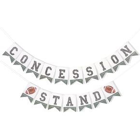 Football Concession Stand Banner - Green Football Party Decoration, Tailgating Party Concession Stand Sign Decoration, Sports Theme Birthday Party Supplies for Boy, Football Birthday Pennant Hanging Banner Flag