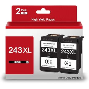 PG-243 XL Ink Cartridge Black Replacement for Canon 243 243xl PG 243 Combo Pack for PIXMA MX490 MG2500 MG2522 MG2922 TS3122 TS3322 TS202 TR4520 TR4522 Printers (2 Black)