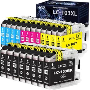 HGZ LC103XL Compatible Ink Cartridges Replaccement for Brother LC103XL LC103 LC101XL LC101 work for MFC-J870DW MFC-J6920DW MFC-J6520DW MFC-J450DW MFC-J470DW Printer (8BK, 4C, 4M, 4Y, 20-Pack)