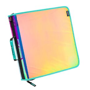 سحاب Case-it Iridescent Go Tab، حلقة دائرية مقاس 2 بوصة مع علامات تبويب 5 ألوان قابلة للإزالة، مجلد ملفات ممتد وحزام كتف ومقبض، PS-440-VC، قزحي الألوان