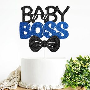Baby Boss Cake Topper for Boys 1st Birthday Party Decoration Welcome Baby Boy Newborn Party Cake Decor Baby Shower Gender Reveal Party Supplies