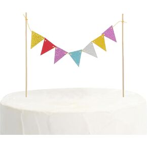 5pcs Flag Cake Insert Top Hat Decor Cake Picks Birthday Cake Topper Cake Banner Bunting Bamboo Wedding