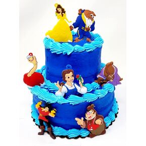 Beauty and the Beast Birthday Cake Topper with Belle, Beast, Gaston and Friends (Unique Design)