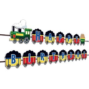 Train Happy Birthday Banner Train Birthday Party Banner Decorations Railroad Happy Birthday Party Sign Decorations for Train Theme Birthday Baby Shower Party Supplies