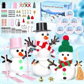 12 Pack Modeling Clay DIY Snowman Kit, Christmas Build a Snowman Craft Kit for Kids, Creative Kids Air Dry Modeling Clay, Christmas Crafts Xmas Gift Stocking Stuffers for Kids