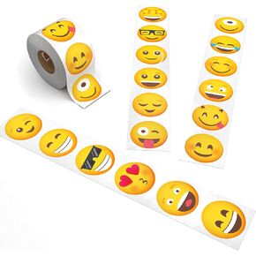 Emoticon Stickers for Kids - 1.5" Circles - Smile Stickers for School and Home, Rewards, Parties, and More. Made in The USA by Kenco (1)