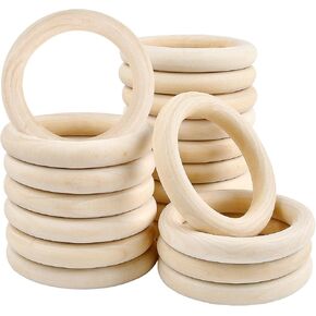 25 PCS Wood Rings for Crafts, Unfinished Natural Wooden Rings, 100mm Macrame Rings, Solid Wood Circles for DIY Projects Macrame Ring Pendant Jewelry Craft Making Connectors Jewelry Making