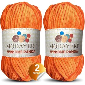 Super Bulky Chenille Yarn for Crocheting - Soft and Plush 2 Skeins 264 Yards 2x100g - Baby Blanket Yarn for Knitting, Crocheting, Crafts & Amigurumi Yarn (316 - Orange)